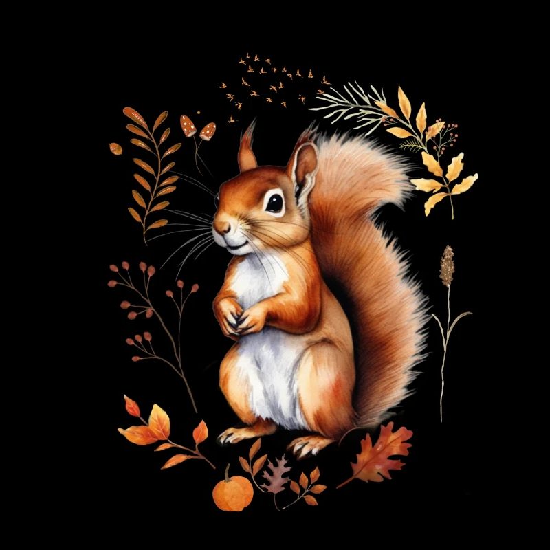 Herbstliches Eichhörnchen Design bunte Blätter