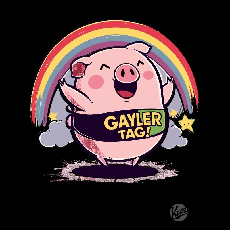 day with pink rainbow pig