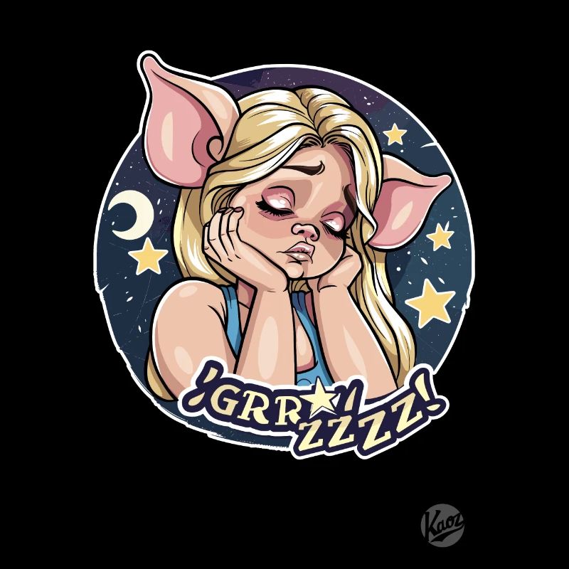 ein müdes Cartoon-Märchen-Schwein-Mädchen