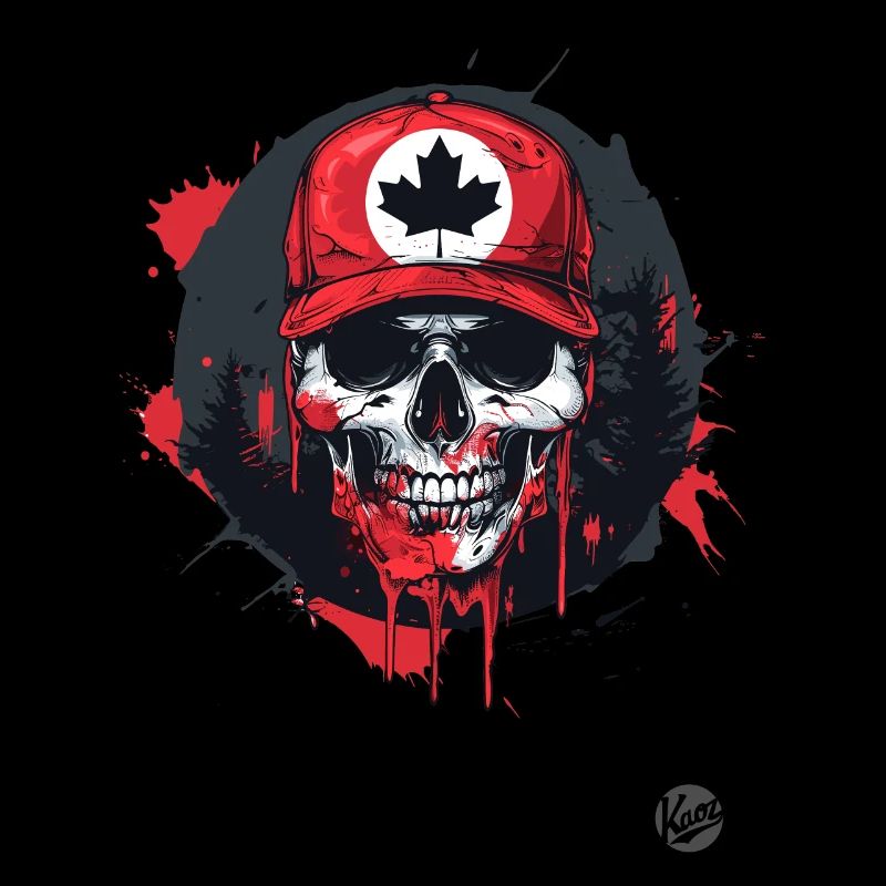 Canadian skull with maple leaf