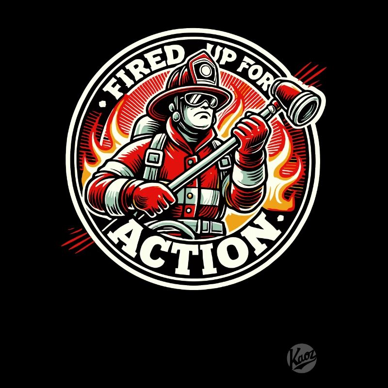 Ready for action, the firefighter