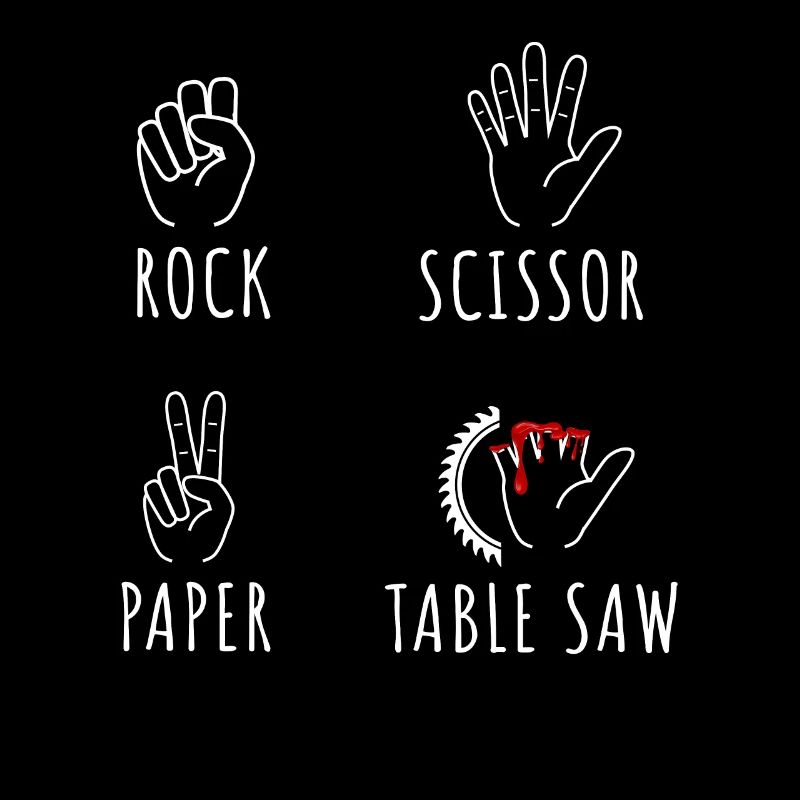 Stein-Papier-Schere-Tischsäge