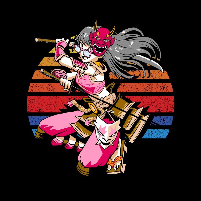 Ninja Japanisches Mädchen Oni Dämon Samurai