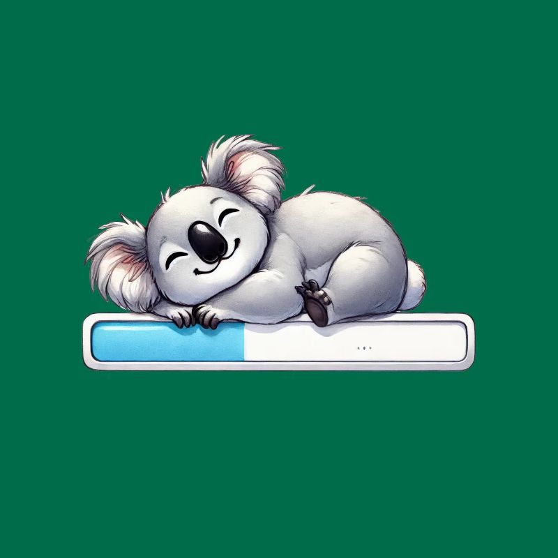 Cute sleeping koala with loading bar