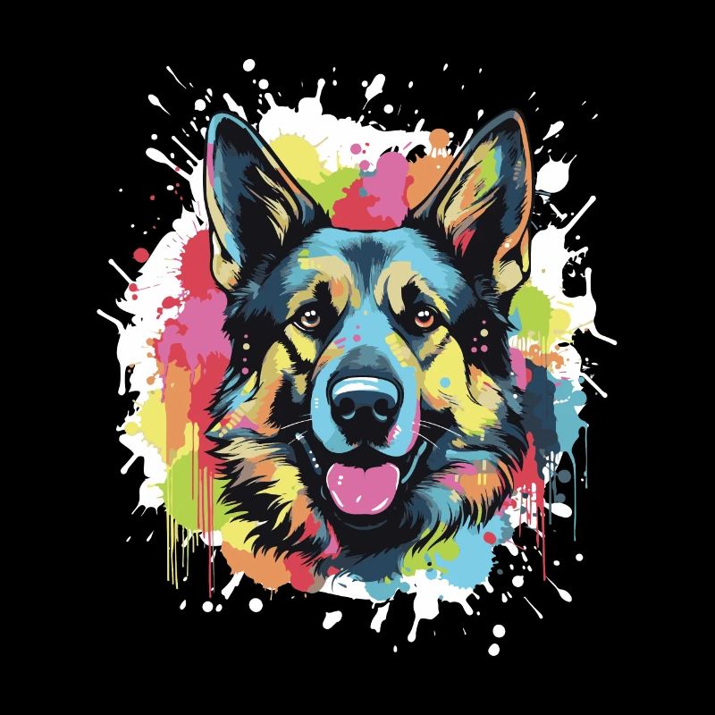 German Shepherd Dog Head Portrait Pop Art
