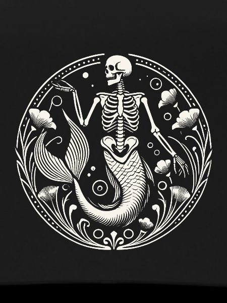 Mystical Skeleton Mermaid Art