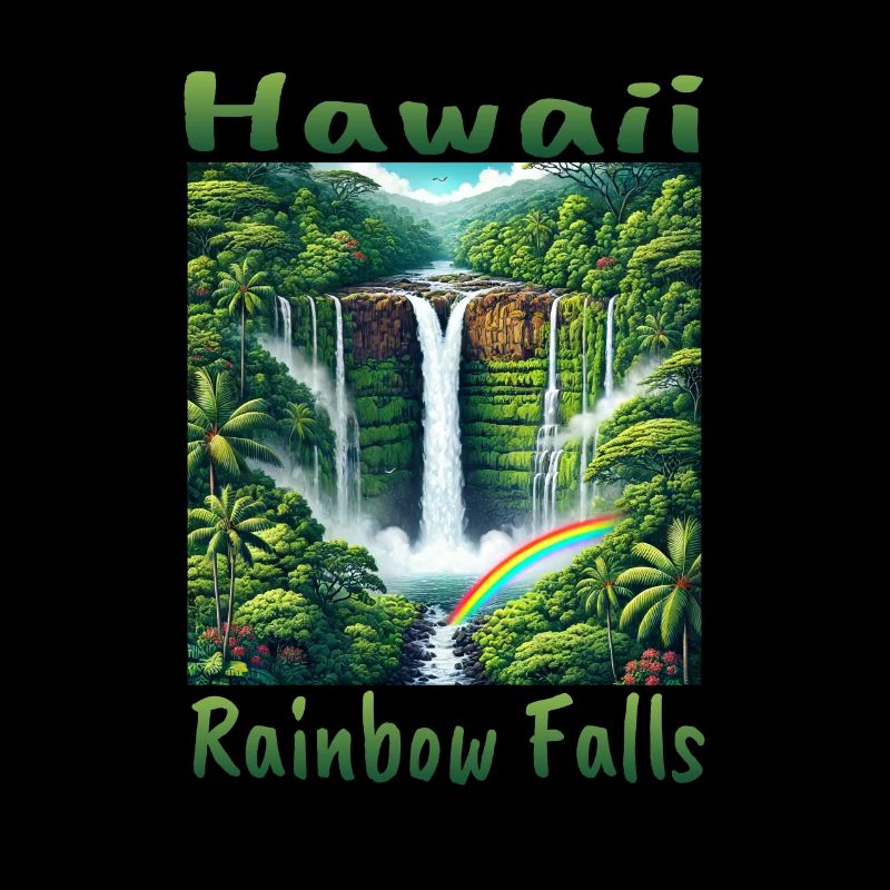 Cascade arc-en-ciel d’Hawaï, forêt luxuriante