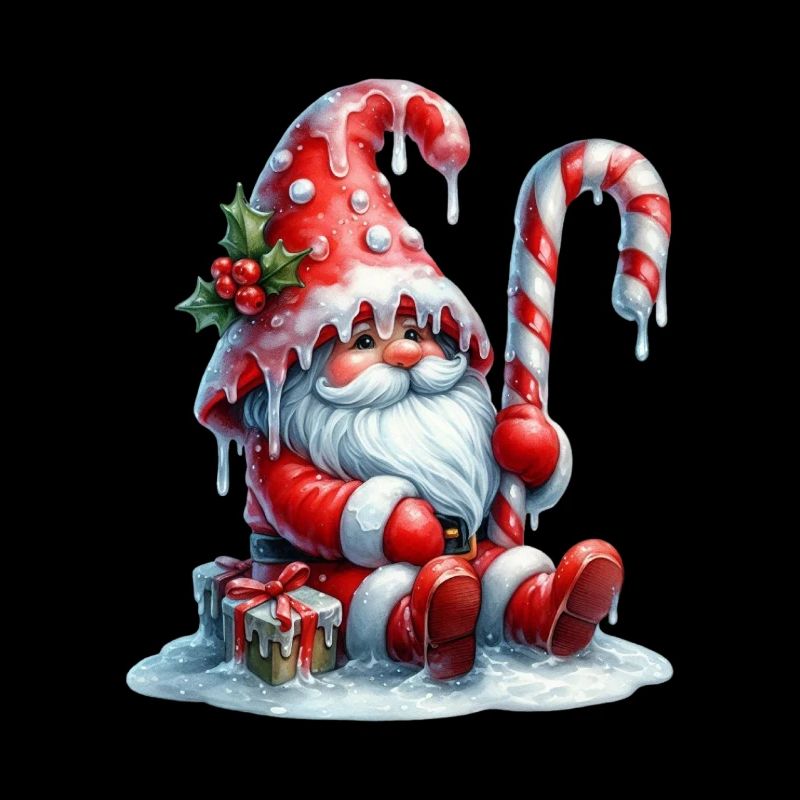Magic Christmas gnome with candy cane and