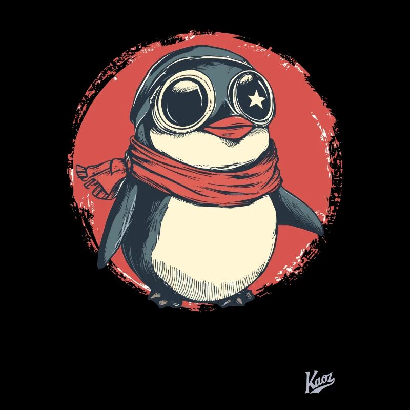 Pingouin joyeux avec lunettes et écharpe