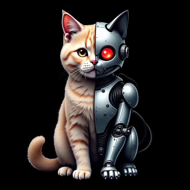 Drôle Robot Chat Tech Chats Cyborg Animal Chat