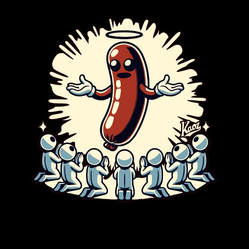 Les disciples de la viande prient la sainte bratwurst