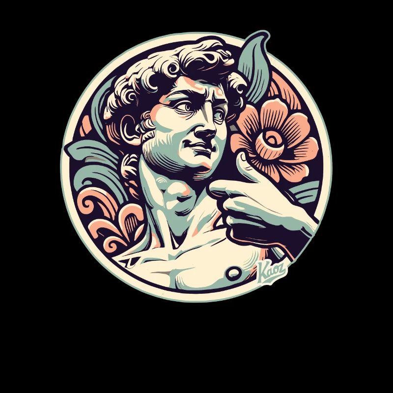 David avec le pouce levé à Florence avec des fleurs