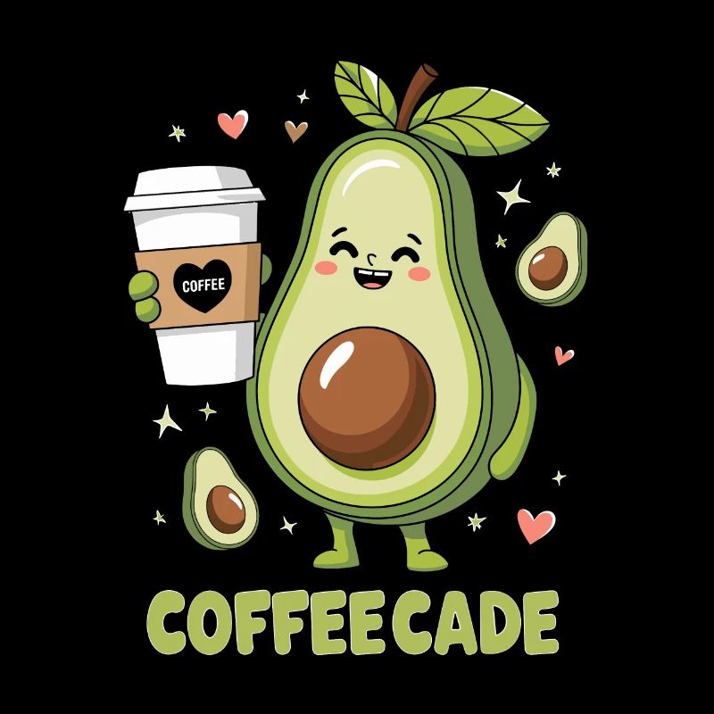 Cute Avocado Holding Coffee