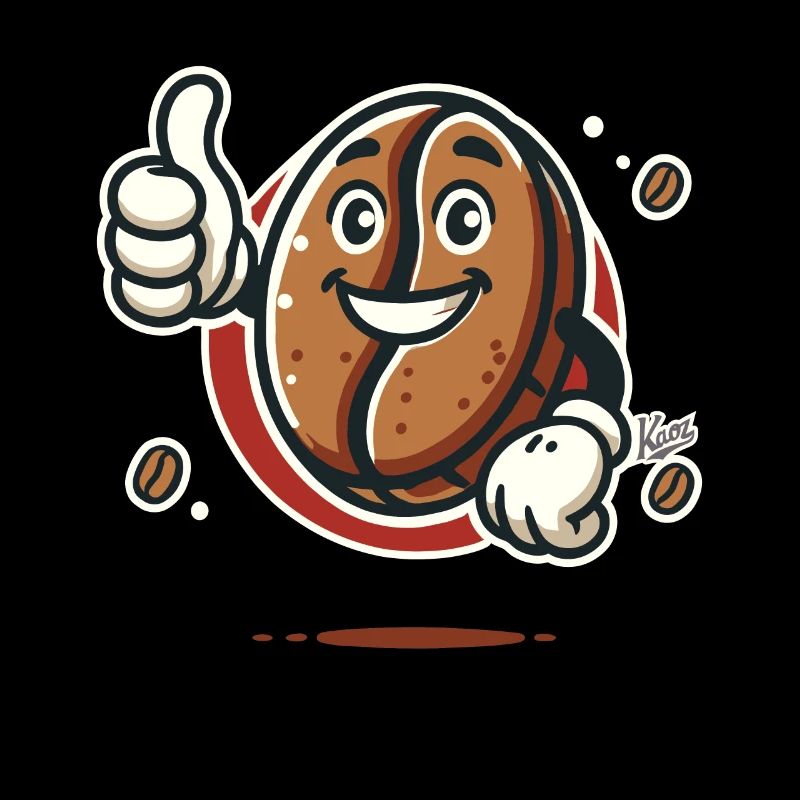 Thumbs up from a cheerful coffee bean