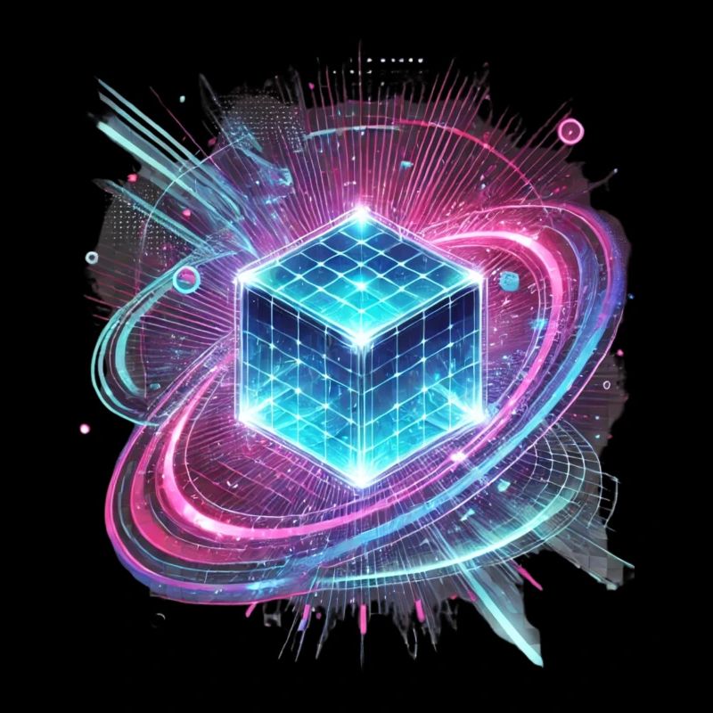 Futuristic Hologram Design – Glowing Cube