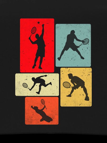 Retro Playing Tennis