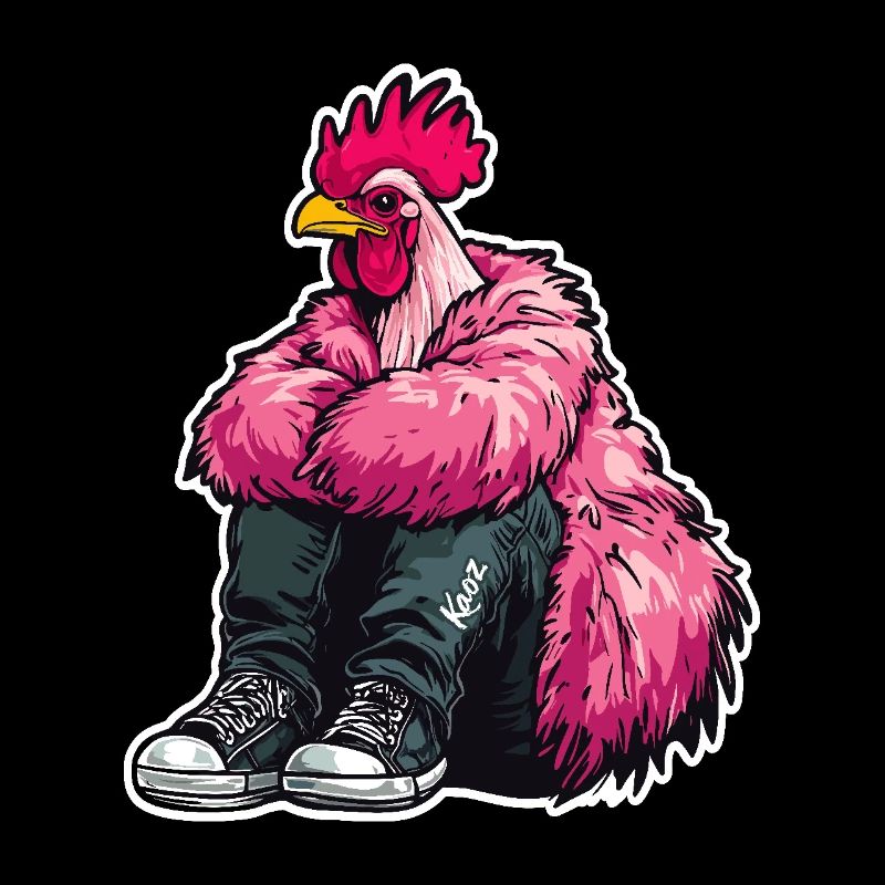 Coq de mode à la mode en plume rose Veste de poulet
