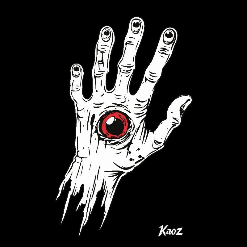 Main de zombie blanc avec œil