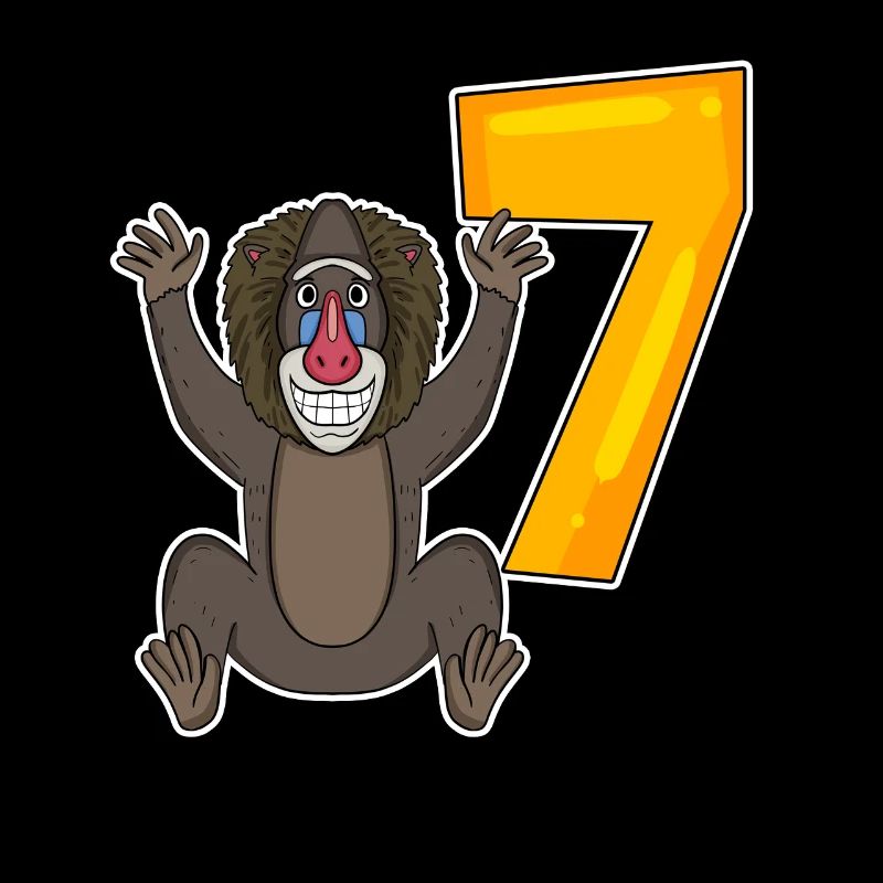 Motif Singe 7ème Anniversaire - 7 ans