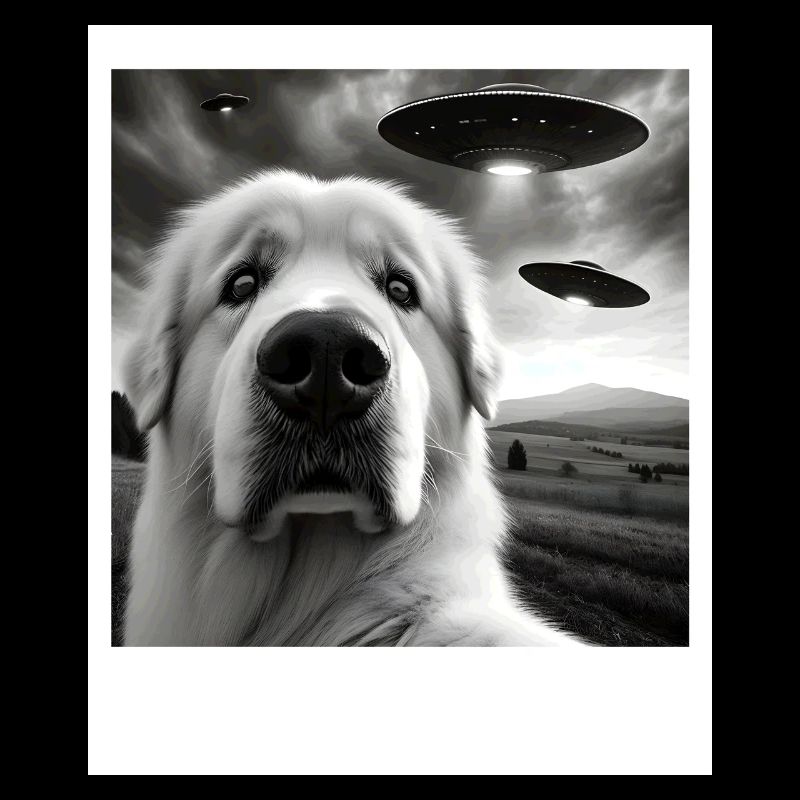 Great Pyrenees Funny Graphic Selfie with UFOs Weir