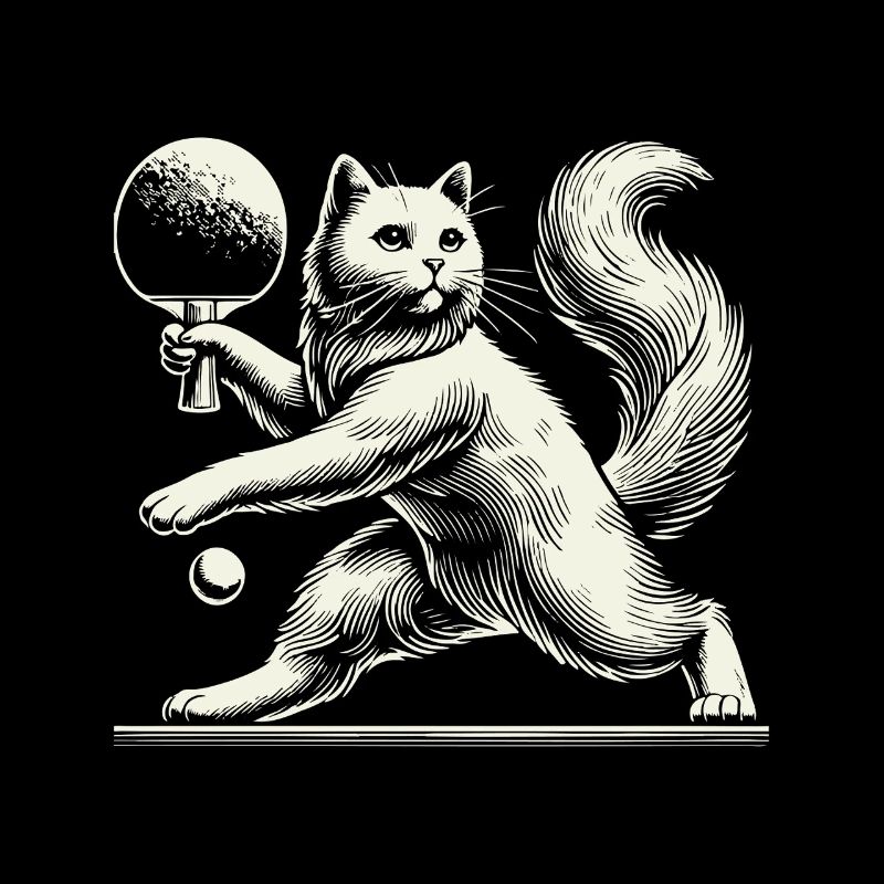Cute cat playing table tennis with charm