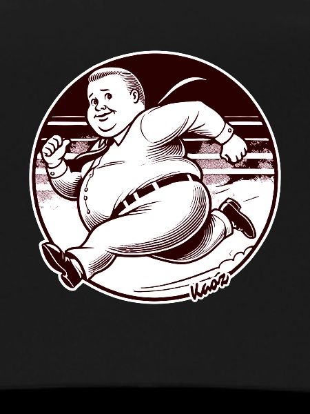 Chubby retro man running