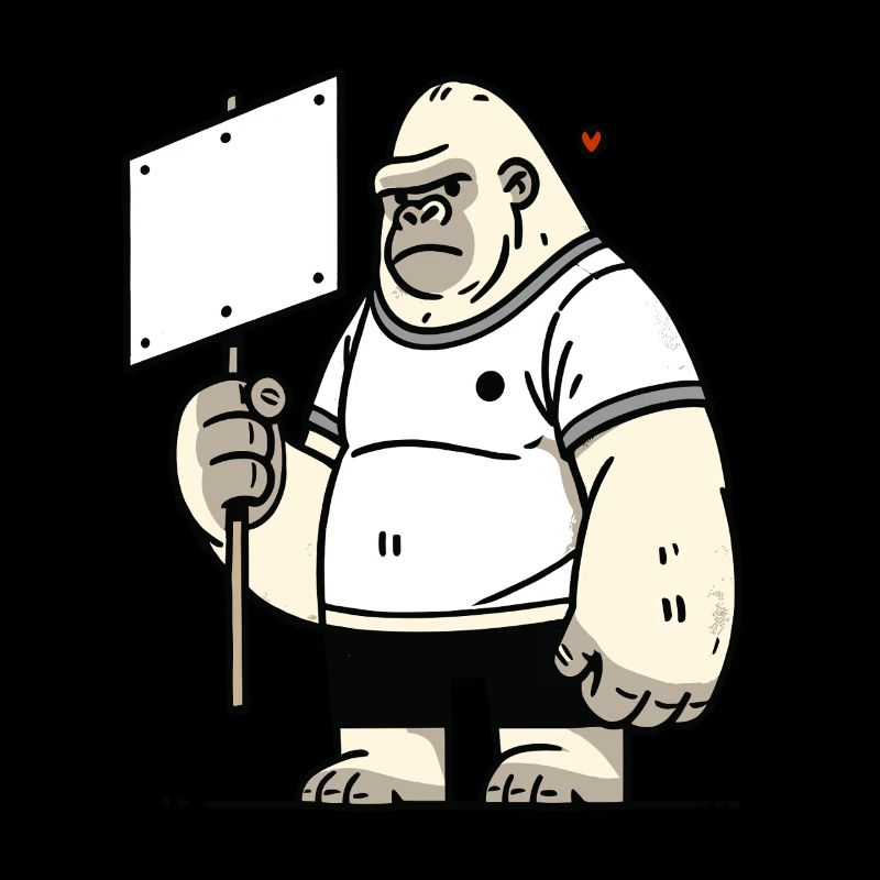 Gorilla with an empty sign: Your text here