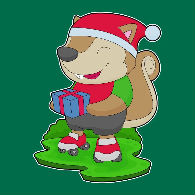 Squirrel Christmas Inline skating