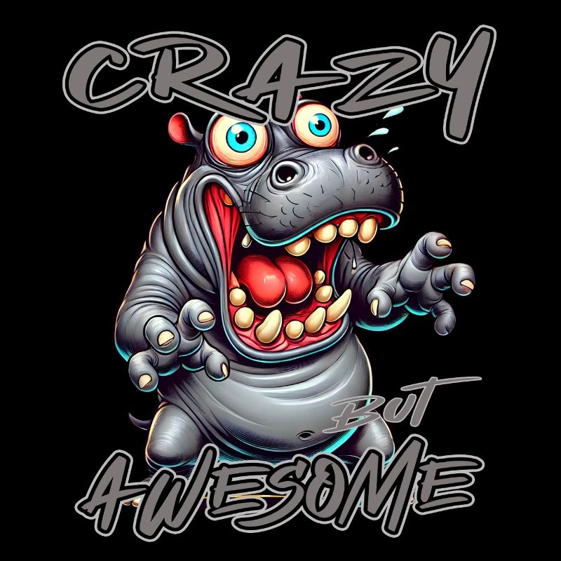 Crazy but Awesome Hippo Comic Style