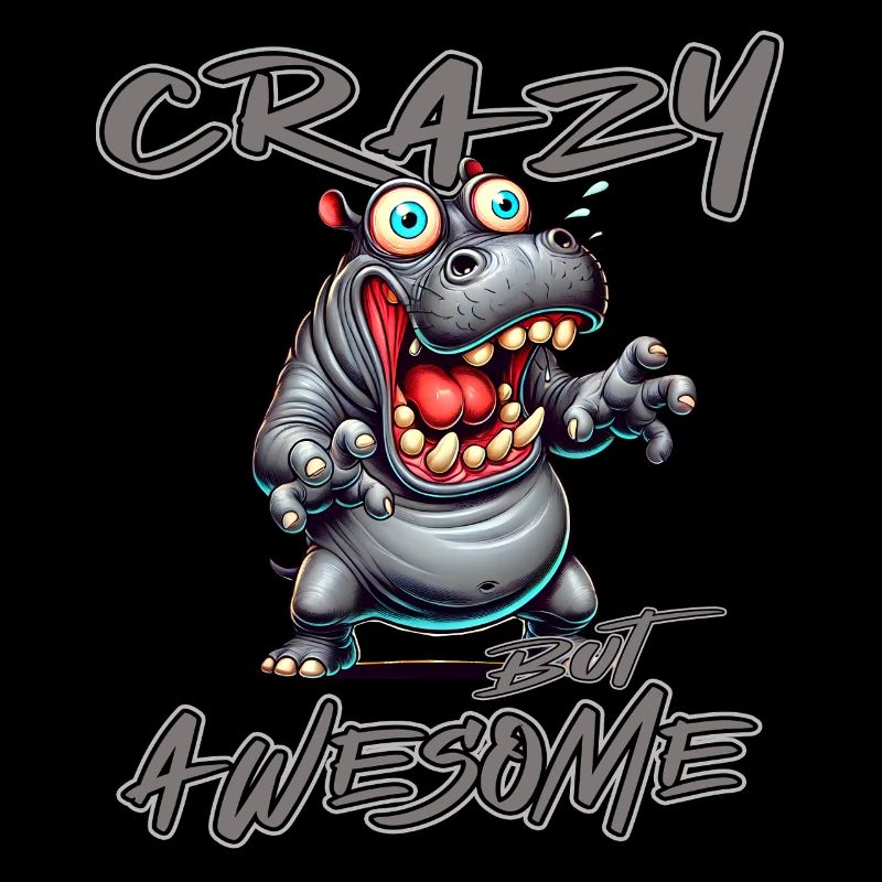 Crazy but Awesome Hippo Comic Style
