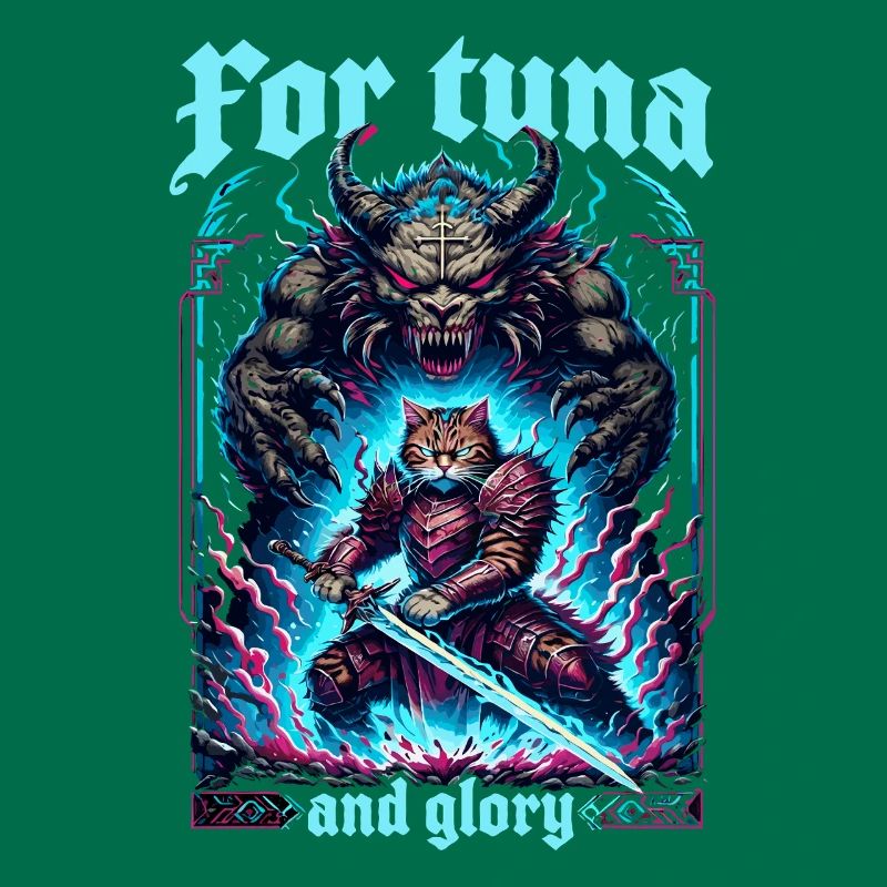Medieval Cat Tuna Artwork Glory Glory