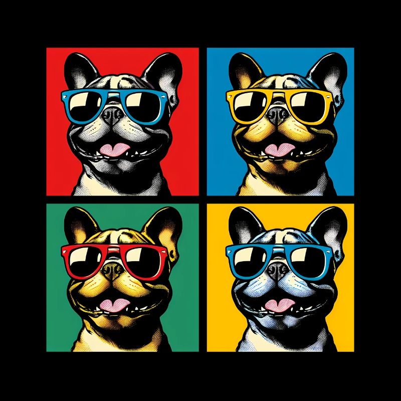 Frenchie Pop Art Bubbles, Pancake, Chonk, Nibbles