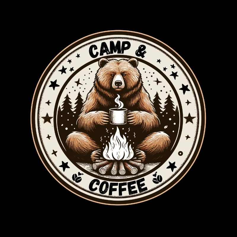 Camping Coffee Camper Bear Campsite Campfire