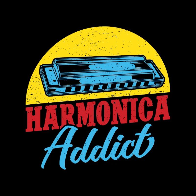 Funny Harmonica Player Addict Harmonica
