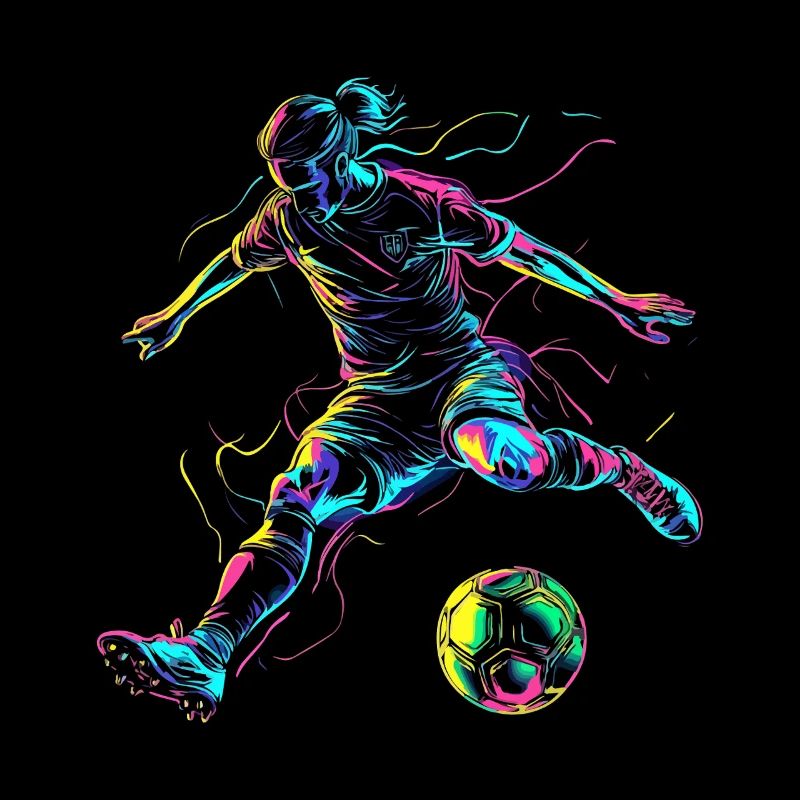 Explosion de couleurs footballeur - design dynamique