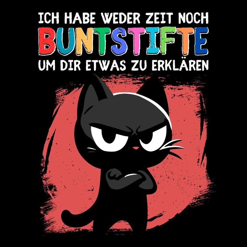 Genervte Katze & Buntstifte – Schulstart Hölle