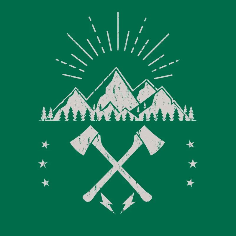 Robustes Berg-Sonnenaufgangsaxt-Emblem