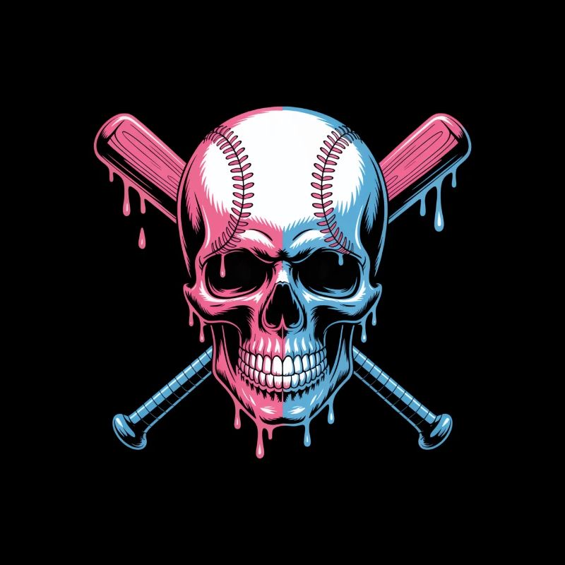 Baseball Skull Baseball Bat