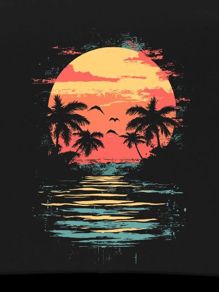 Beach Palm Trees Sunset Summer