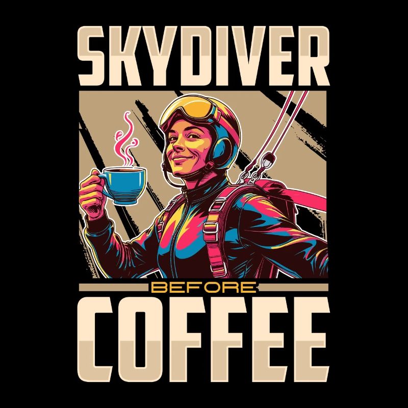 Skydiver Before Coffee Parachuting Coffee Lover