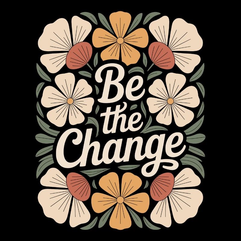 Boho Blume Vintage Motivationszitat Design Be the