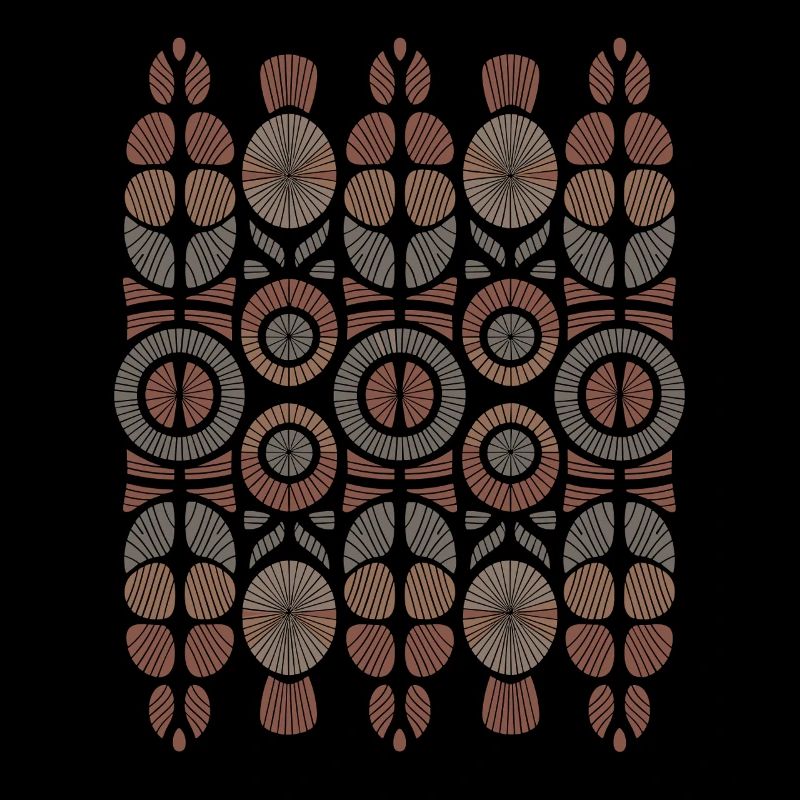 African Boho Pattern Circles and Leaves
