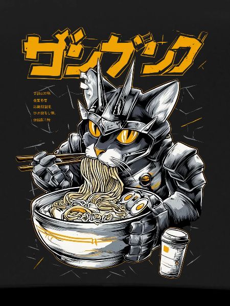 Cyber chat mangeant des ramen