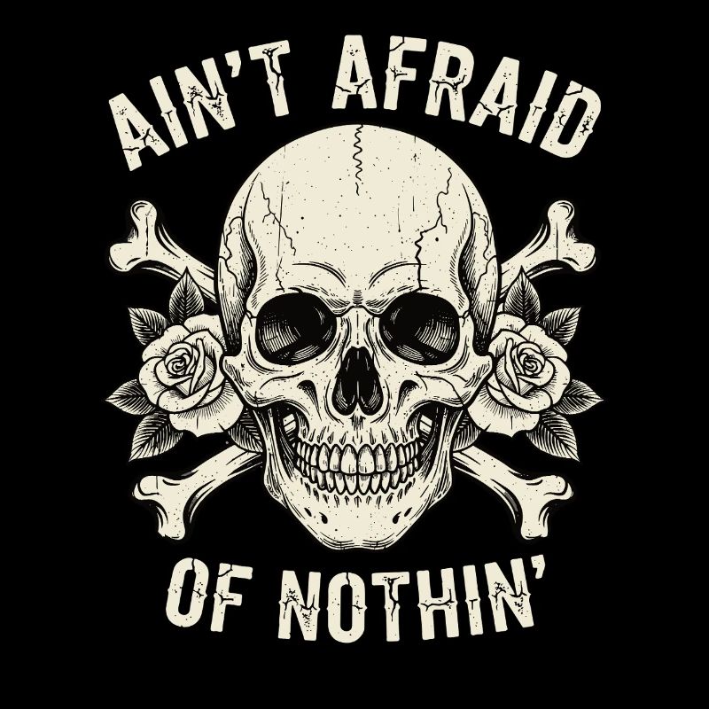 Skull mit Rosen und Slogans