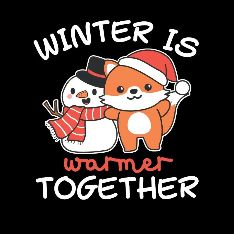 Fox Winter is warmer together Snowman