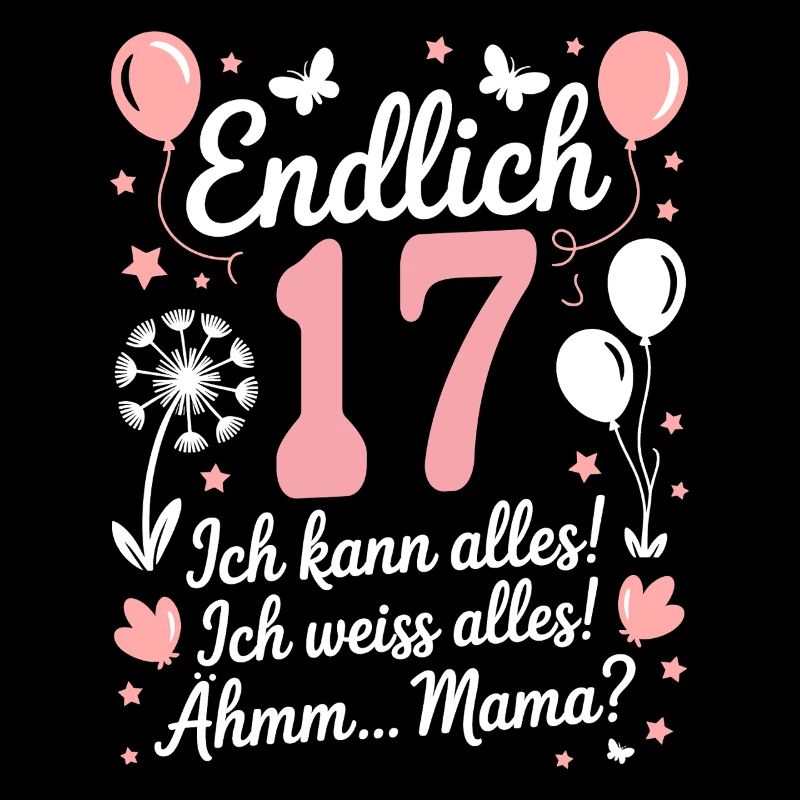 Endlich 17 Geburtstag 17 Jahre Geschenk Mädchen