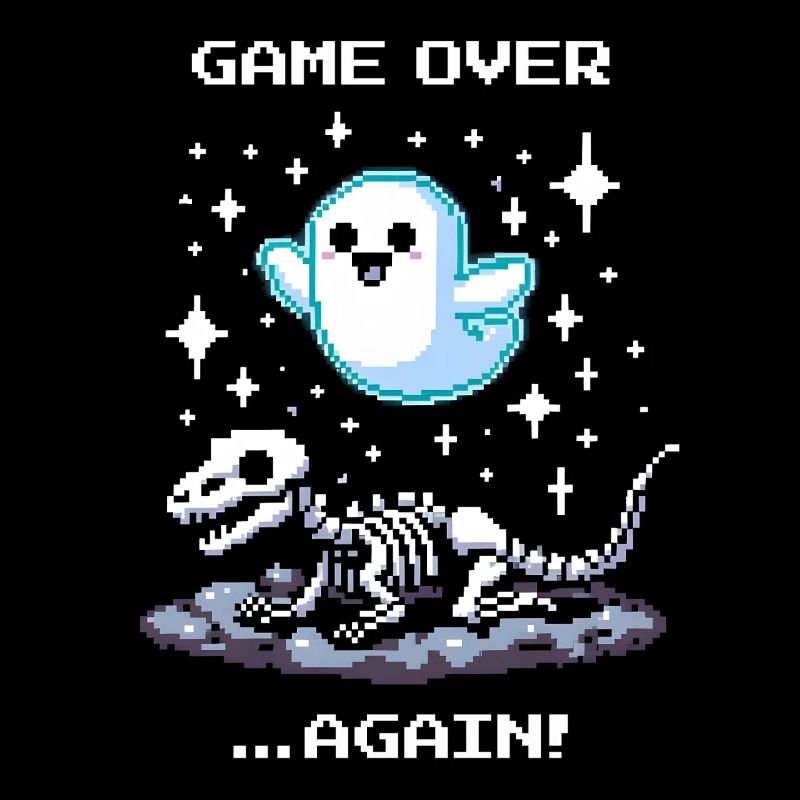 Game Over … schon wieder | Retro Dino Pixel Art