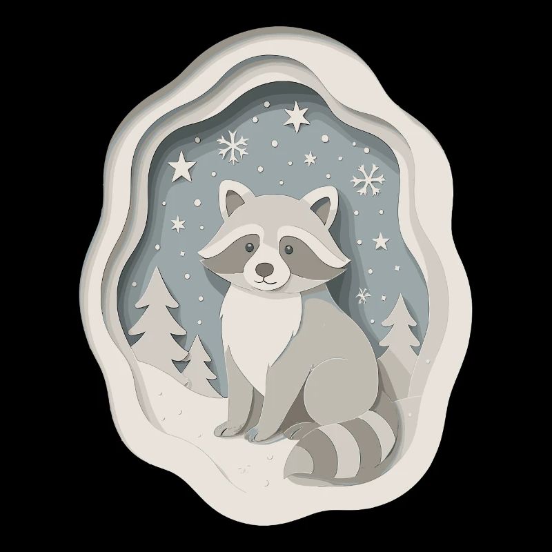 Winterlicher Waschbär im Schnee
