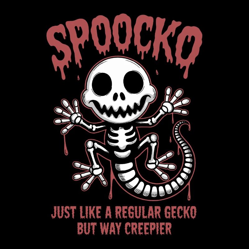 Spooky Gecko Skeleton Halloween