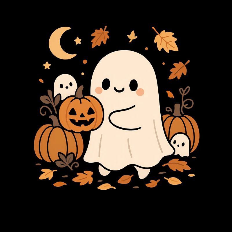 Halloween Ghost with Pumpkins